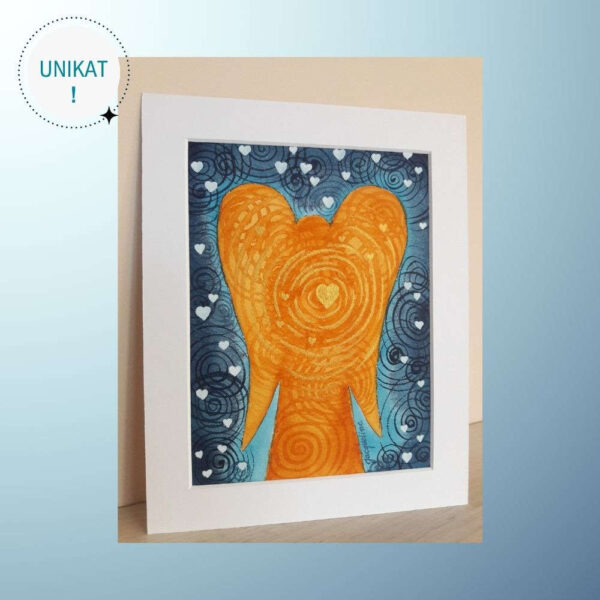 Obraz z aniołem emanującym wibracją miłości malowany ręcznie akwarelami